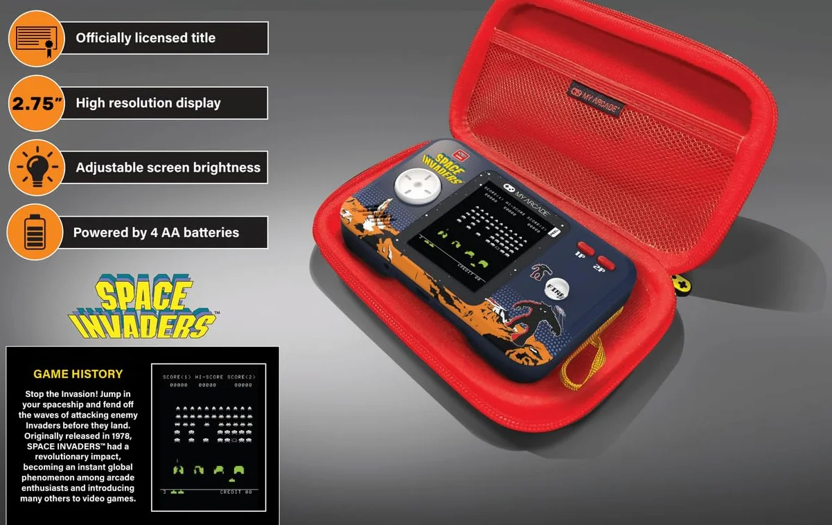 MY ARCADE DGUNL-7150 Space Invaders Pocket Player Pro Système de Jeu Portable avec étui de Transport