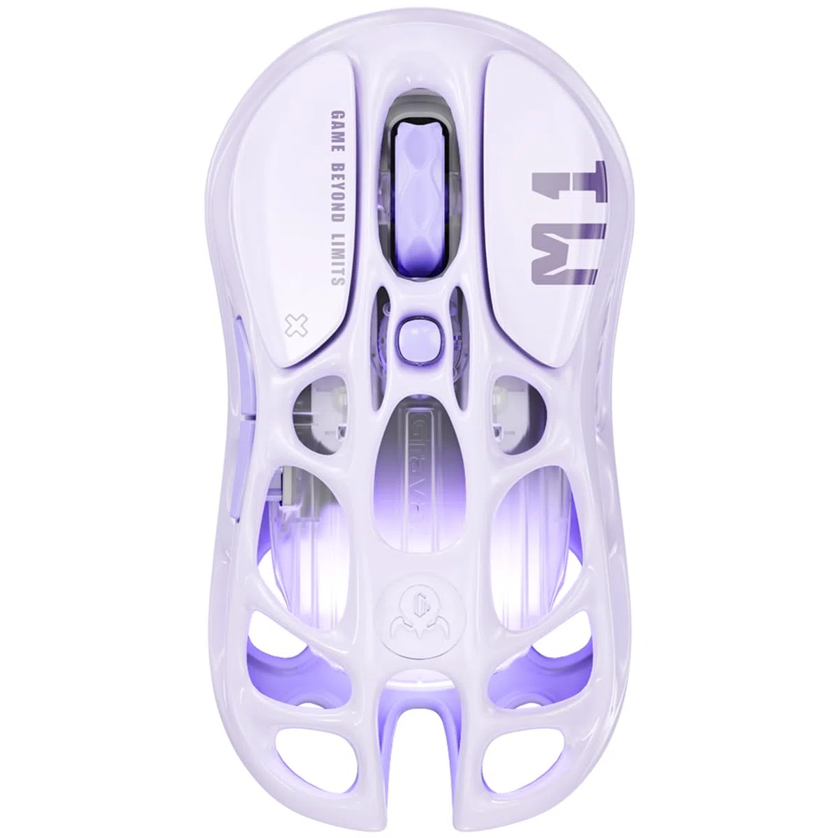 GravaStar Mercury M1 Pro Souris de Jeu en Alliage de magnésium léger, 26 000 DPI, capteur PAW3395DM, 5 Boutons programmables, câble/2,4G/BT, jusqu'à 200 Heures de Batterie (Violet)