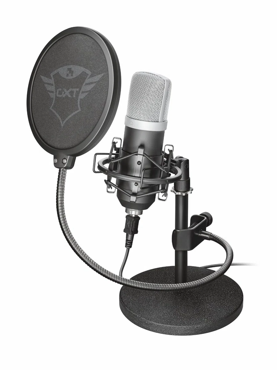 Trust Gaming GXT 252 Emita Microphone, Gamer Micro en Valisette, avec Directivité Cardioïde, USB Microphone pour PC, Ordinateur, PS4, PS5, Podcasts, Vlogs, Streaming, Youtube, Twitch - Noir