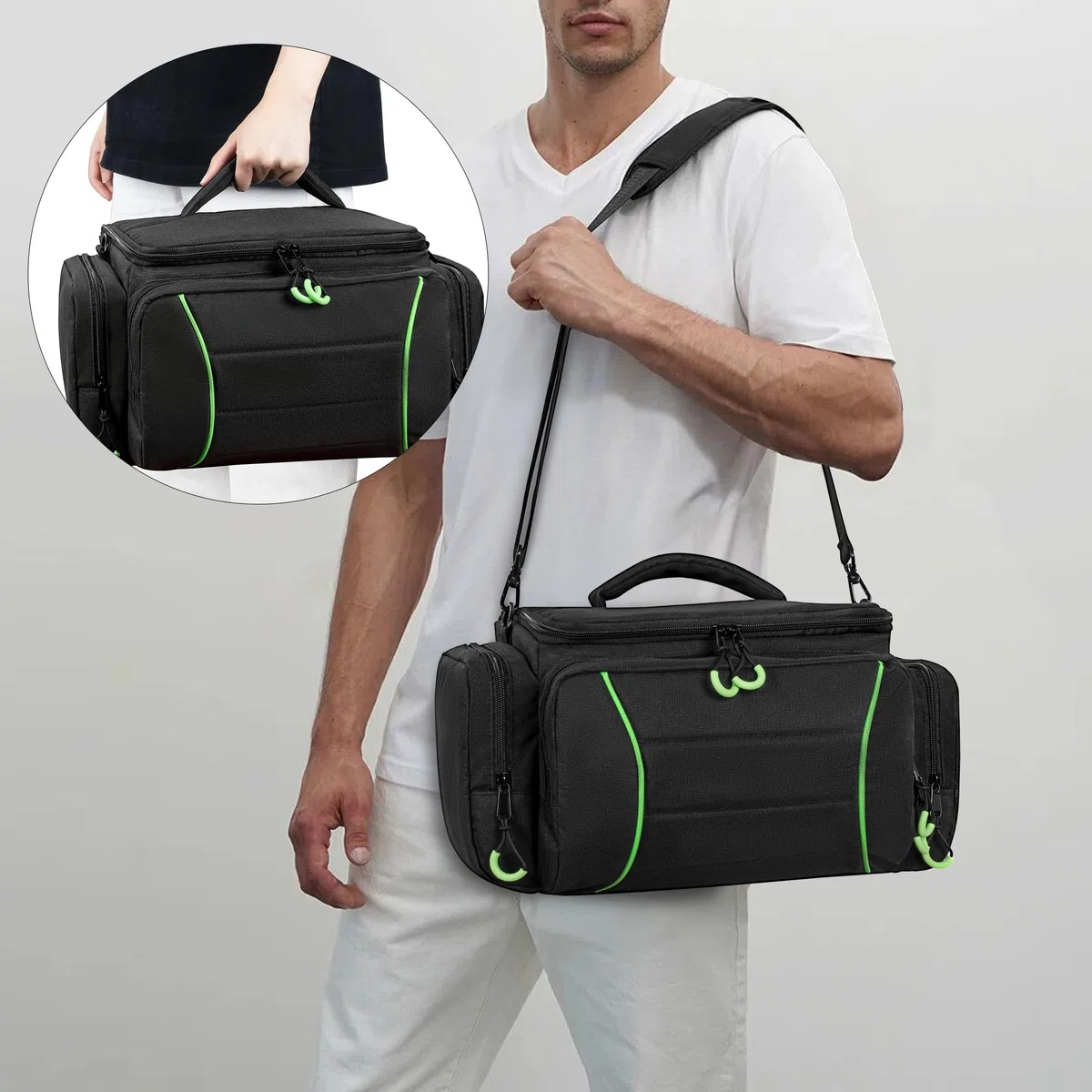 PGmoon Sac de Transport pour Console de Jeu Compatible avec Xbox Series X, Sac Portable avec Suffisamment d'Espace pour Contrôleurs, Disques, Câbles et Manette,Vert (Conception Brevetée)