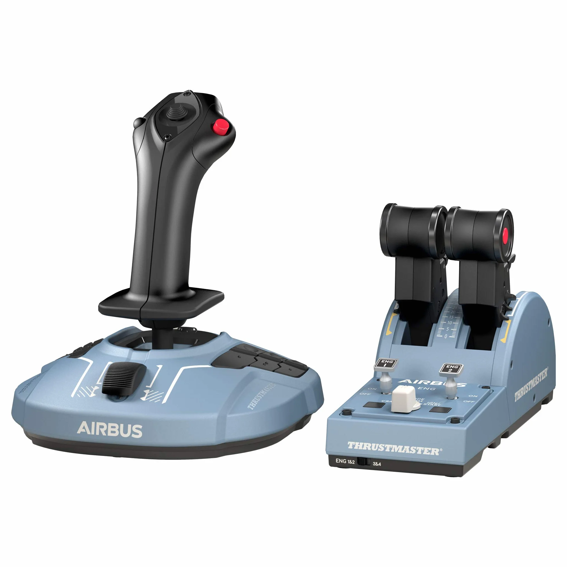 Thrustmaster TCA Officer Pack Airbus Edition - Système de commandes de vol complet avec mini-manche et quadrant des gaz pour PC