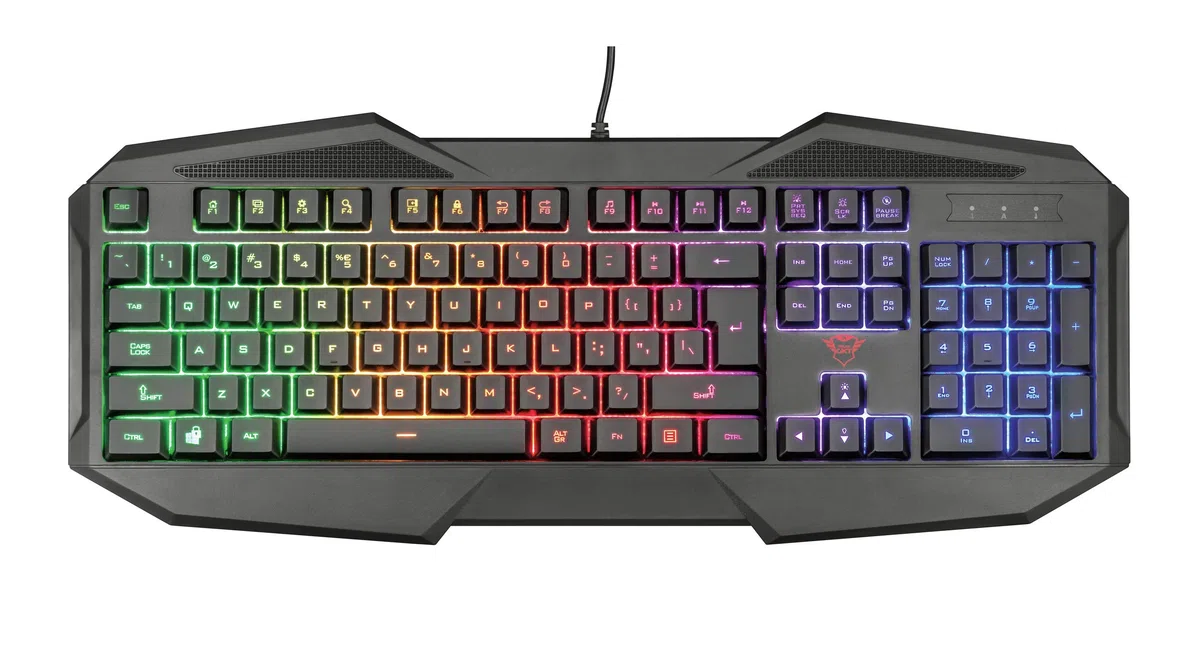 Trust Gaming GXT 1180RW Set Gamer 4-en-1 Clavier Azerty français, Souris, Tapis et Casque avec Micro