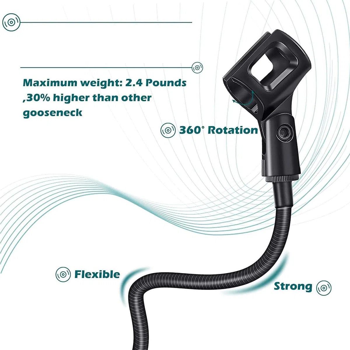 Support de Flexible,Support de Support de téléphone pour Pince de Phone | Bras de Phone ou Support de téléphone, Support de Bureau Flexible à col de Cygne pour Smartphones, webcams