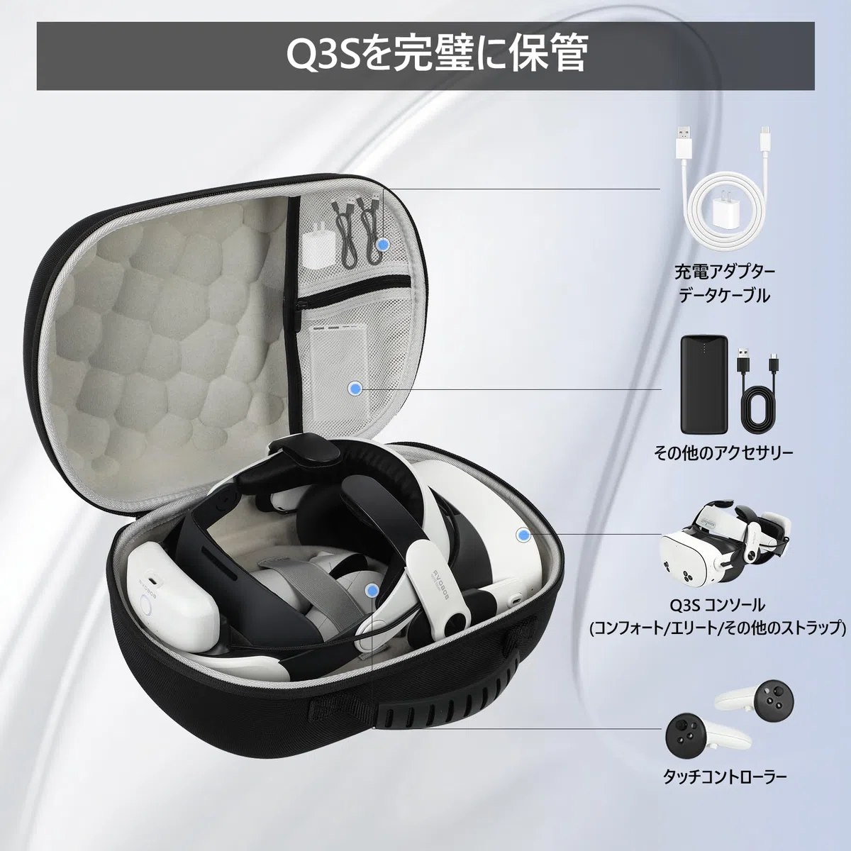 Étui de Transport Rigide en EVA pour Meta Quest 3/3S, Compatible avec Les Accessoires de Casque Quest 3S, résistant aux Chocs, imperméable, Doublure Douce pour Le Voyage et Le