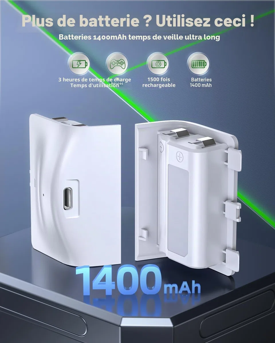 Support de Chargeur avec Ventilateur de Refroidissement pour Xbox Series S Console & Manette,Station d'accueil Verticale avec 2 x 1400mAh Batterie Rechargeable & Couvercle (Blanc)