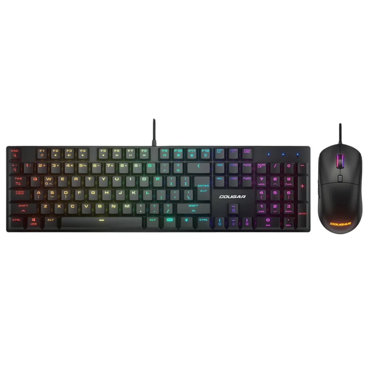 Cougar Gaming - Pack Souris et Clavier Gaming Filaire mécanique RVB - Compatible PC - Commutateur mécanique - Cadre en métal - Souris légère - Azerty