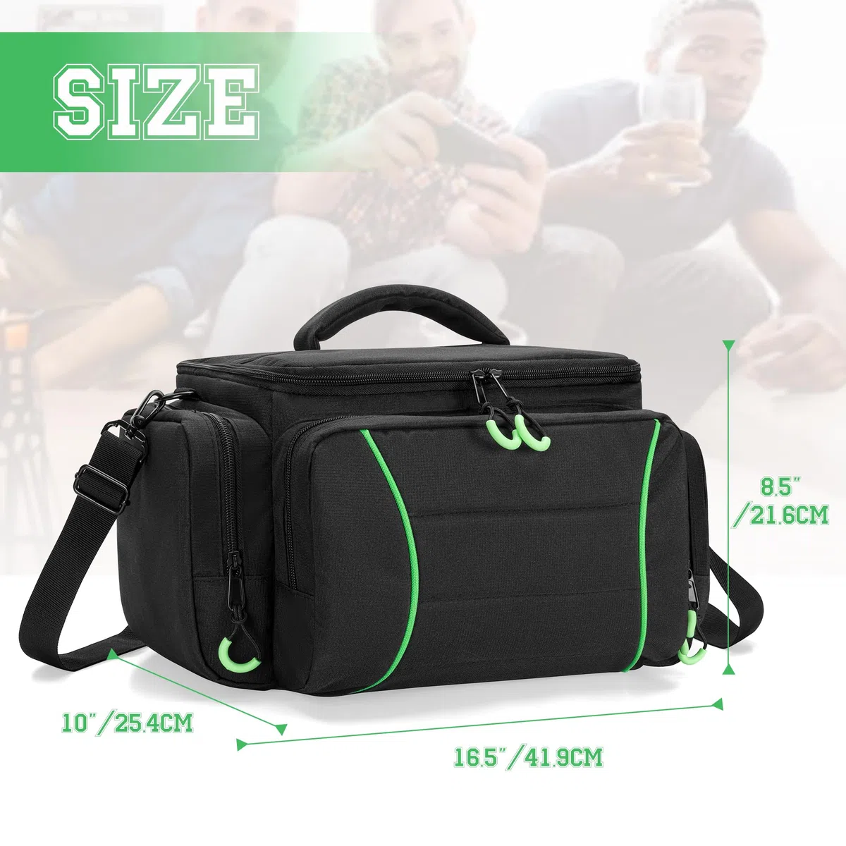 PGmoon Sac de Transport pour Console de Jeu Compatible avec Xbox Series X, Sac Portable avec Suffisamment d'Espace pour Contrôleurs, Disques, Câbles et Manette,Vert (Conception Brevetée)
