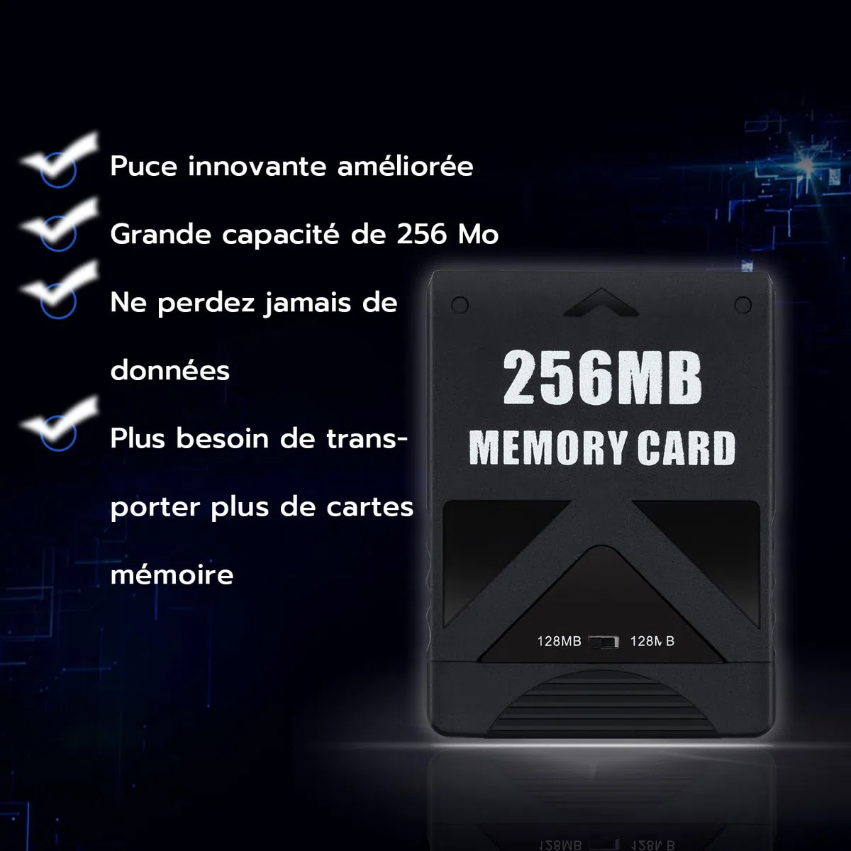 Mcbazel Carte mémoire de Jeu 256M sur PS2 Accessoires de Sauvegarde Haute Vitesse Carte de Stockage Compatible avec Le Jeu PlayStation 2