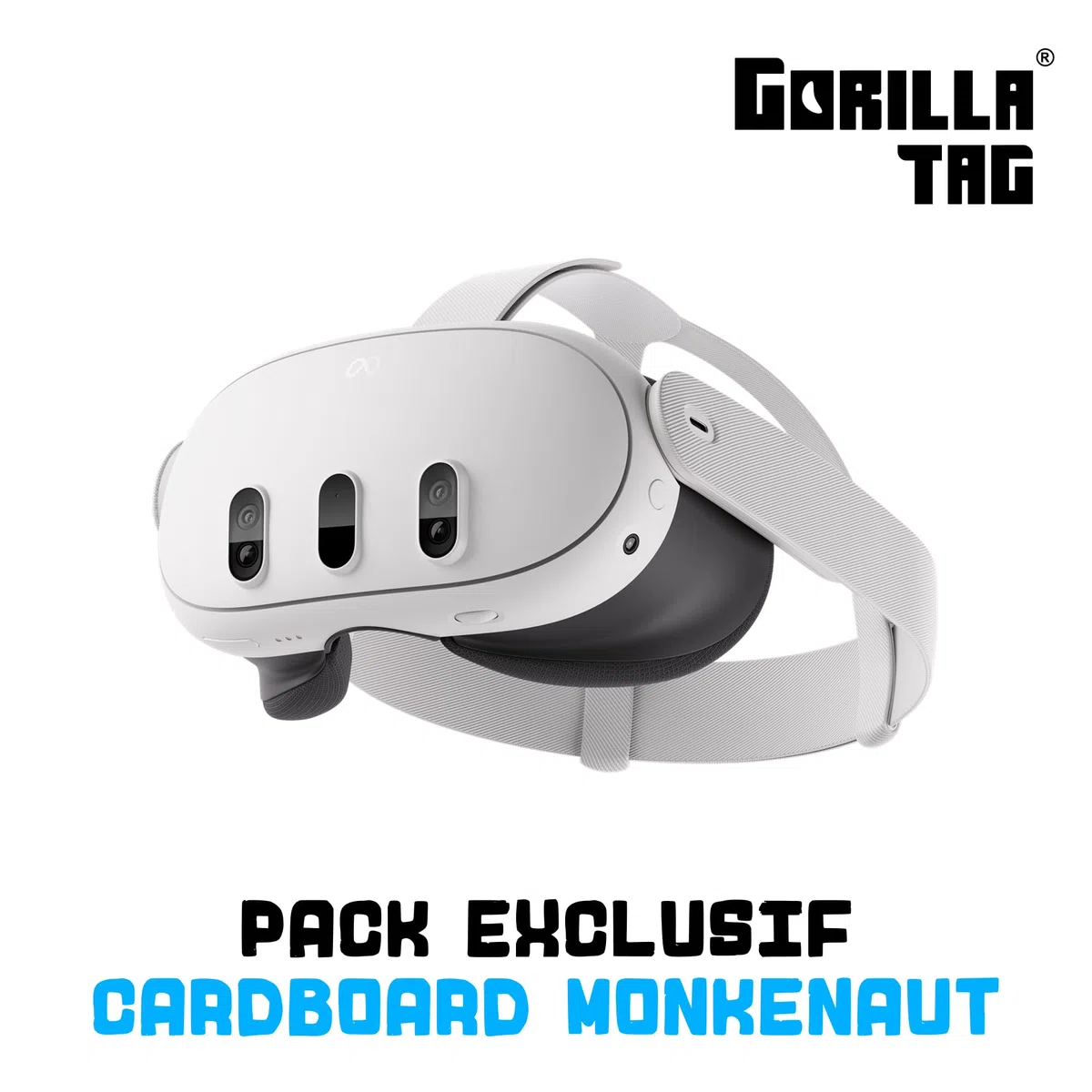 Meta Quest 3 512 Go | Casque VR — 30 % de pixels en plus — 2 x plus de performance graphique — Réalité virtuelle sans fil — Pack Gorilla Tag Cardboard Monkenaut — Exclusivité Amazon