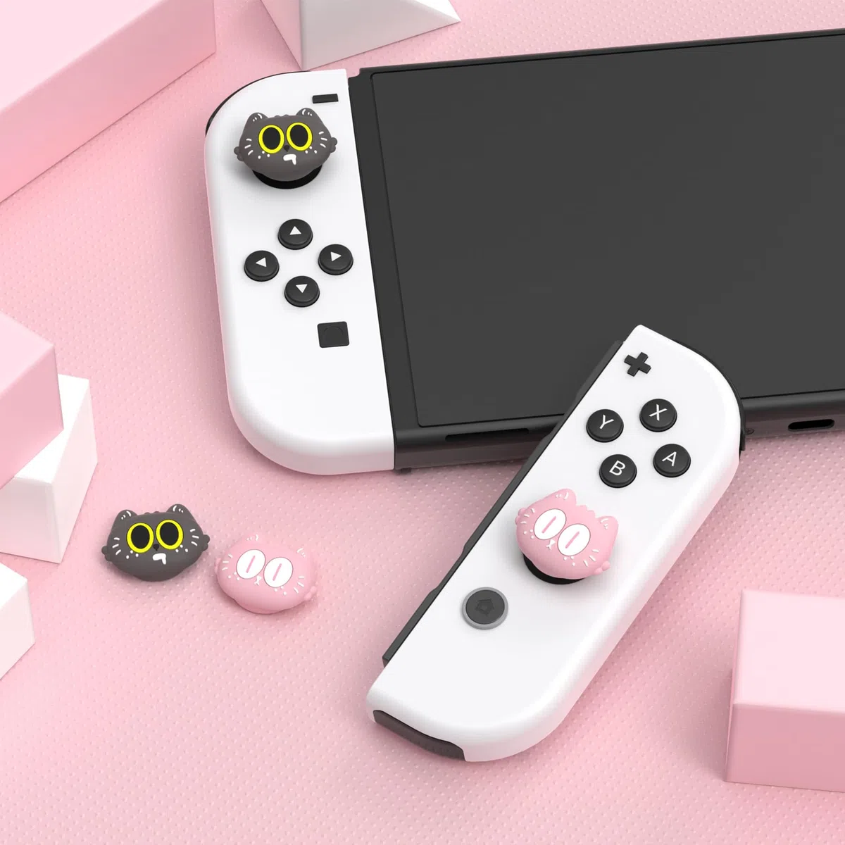 playvital Capuchon pour Switch Protection Joystick,Joycon Cover de Stick pour Nintendo Switch OLED/Lite Thumb Grip Caps Prises de Pouce-Chat Lune