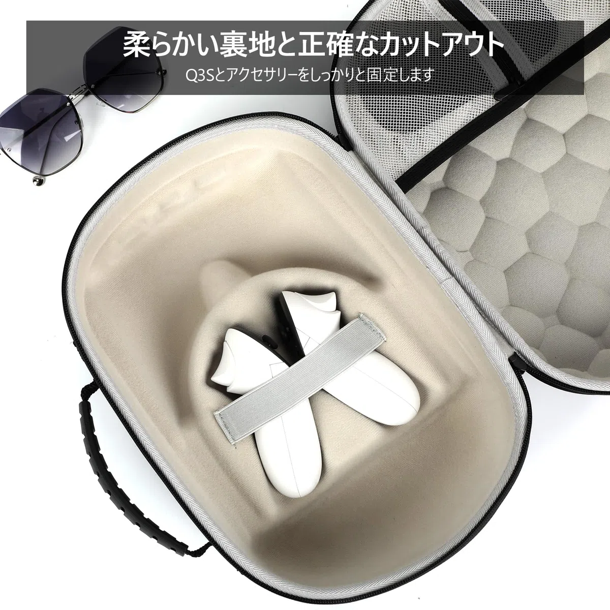 Étui de Transport Rigide en EVA pour Meta Quest 3/3S, Compatible avec Les Accessoires de Casque Quest 3S, résistant aux Chocs, imperméable, Doublure Douce pour Le Voyage et Le