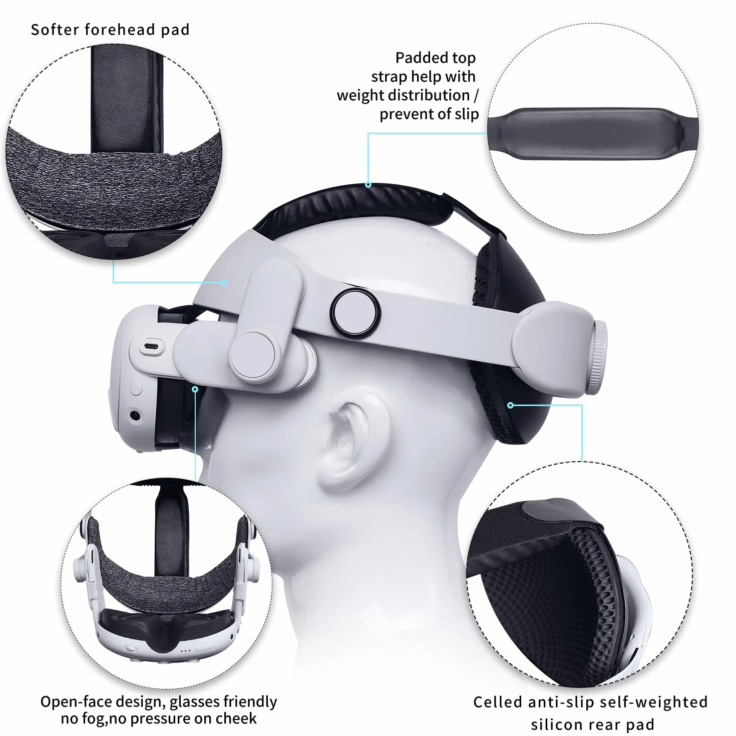 Globular Cluster CMQ3 Mod Confort Compatible avec Meta Quest 3/3S – Spécialement conçu pour Les Mods à Visage Ouvert – Pas de buée – Compatible avec Les Lunettes – Pas de Pression sur la Joue