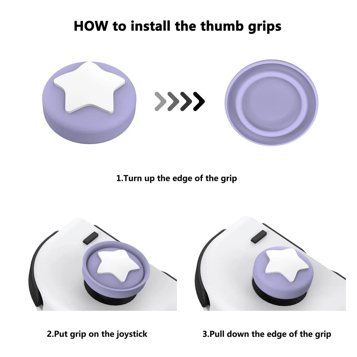 eXtremeRate PlayVital Capuchon Joystick pour Switch,Protection de Stick Analogiques pour Switch OLED/Lite Joycon Caps-Violet Clair&Jaune,Étoile Design